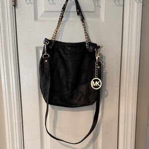 Michael Kors Black Shoulder Bag with Gold Accents